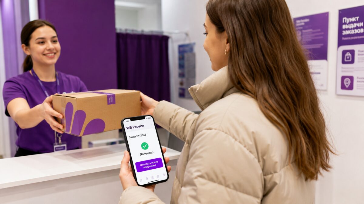 Wildberries добавил постоплату в сервис перепродажи WB Ресейл 1 Женщина показывает на смартфоне WB Ресейл онлайн