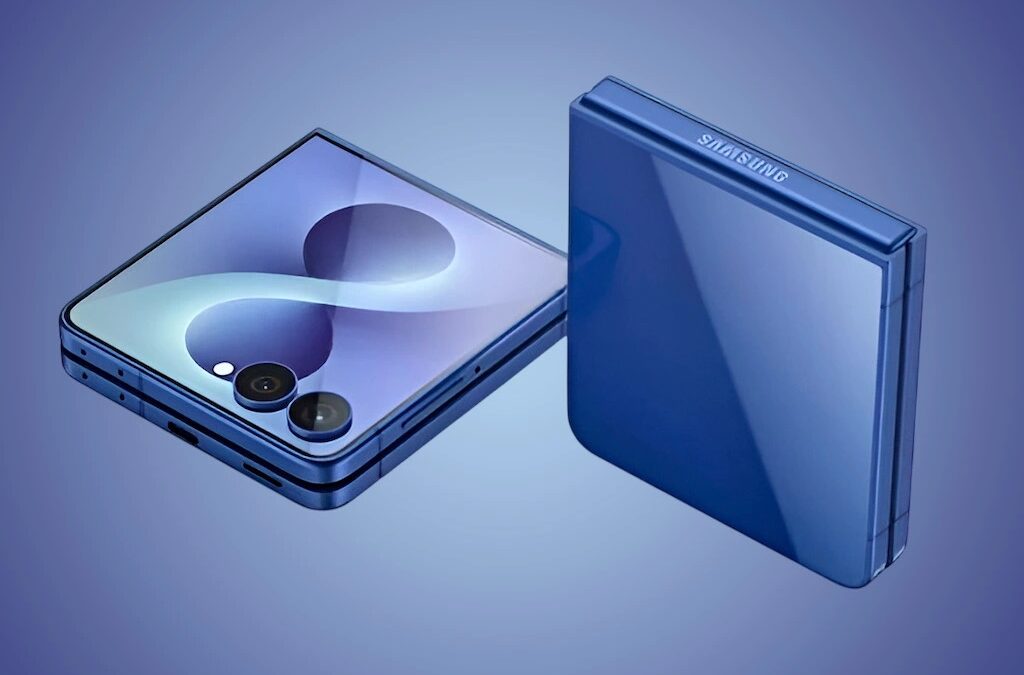 Два синих складных смартфона Samsung Galaxy Fold 6 и Flip 6