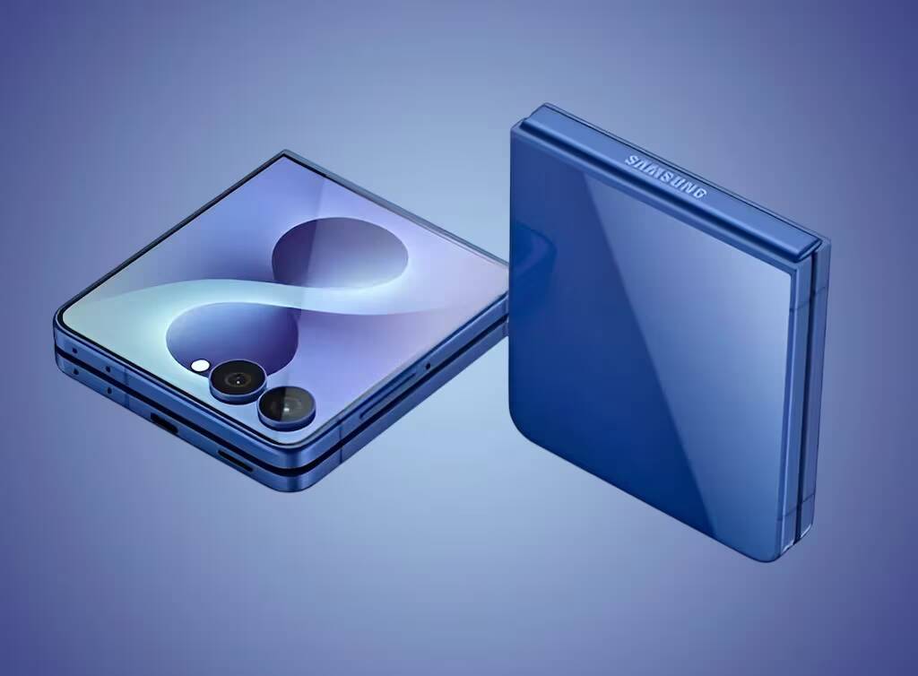 Два синих складных смартфона Samsung Galaxy Fold 6 и Flip 6