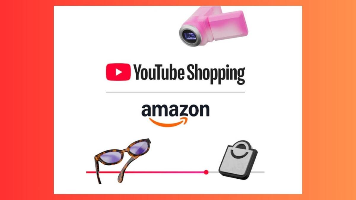 Amazon присоединился к партнерской программе YouTube Shopping 1 Очки, видеокамера, логотип YouTube, логотип Amazon, ползунок, корпус устройства