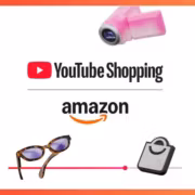 Amazon присоединился к партнерской программе YouTube Shopping 1 Очки, видеокамера, логотип YouTube, логотип Amazon, ползунок, корпус устройства