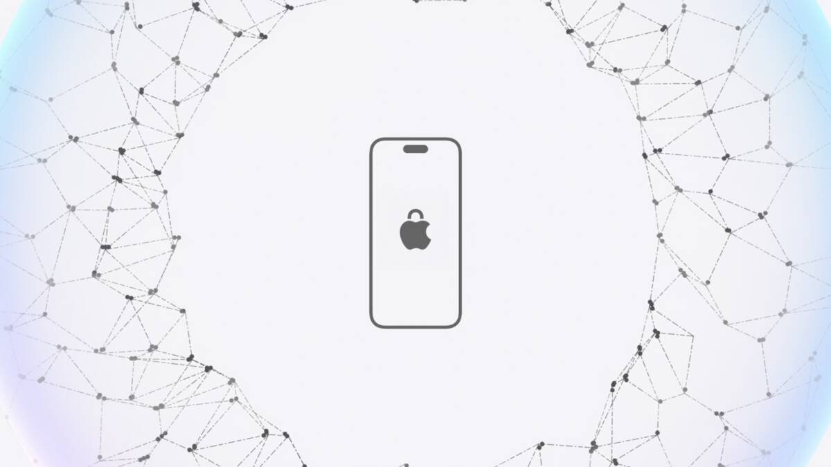 Схематичное изображение смартфона Apple с логотипом на экране iOS 26.6.1