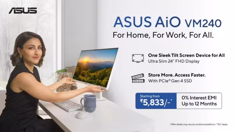женщина умная техника Asus AiO VM240 с дисплеем