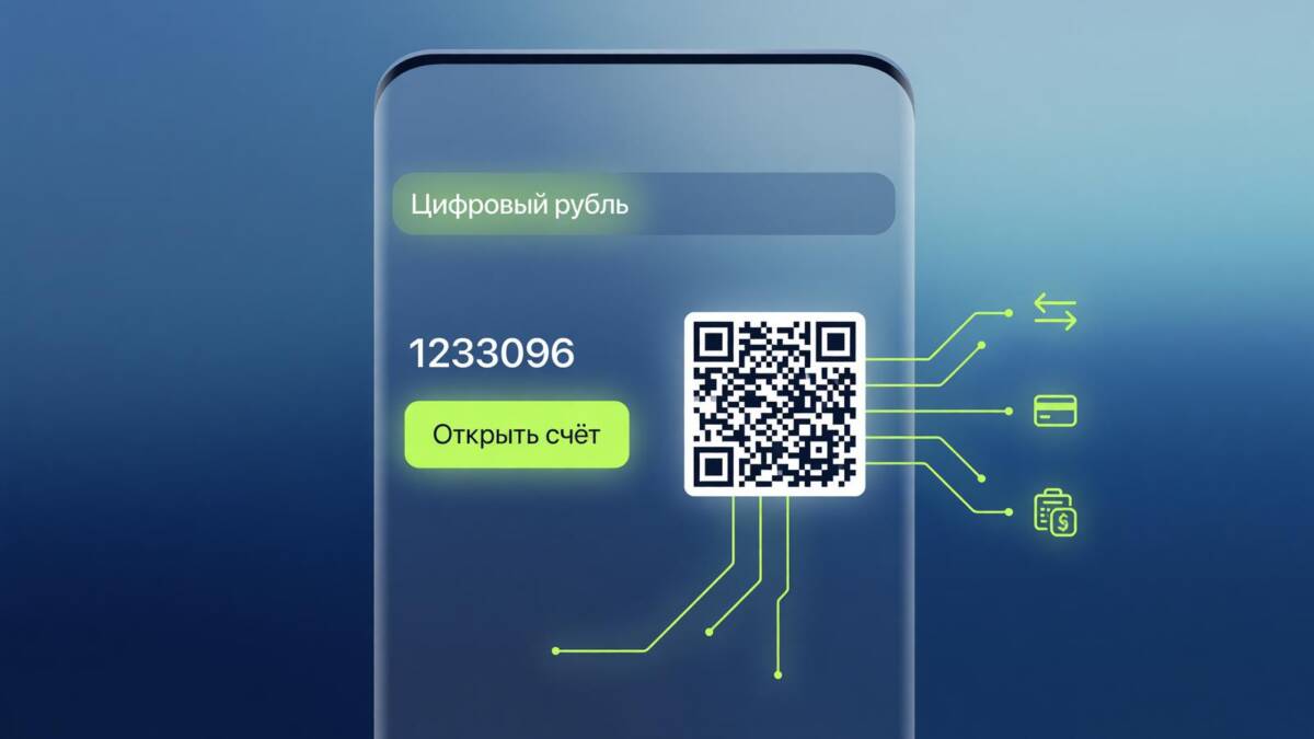 Цифровой рубль смартфон QR-код и баланс из статьи