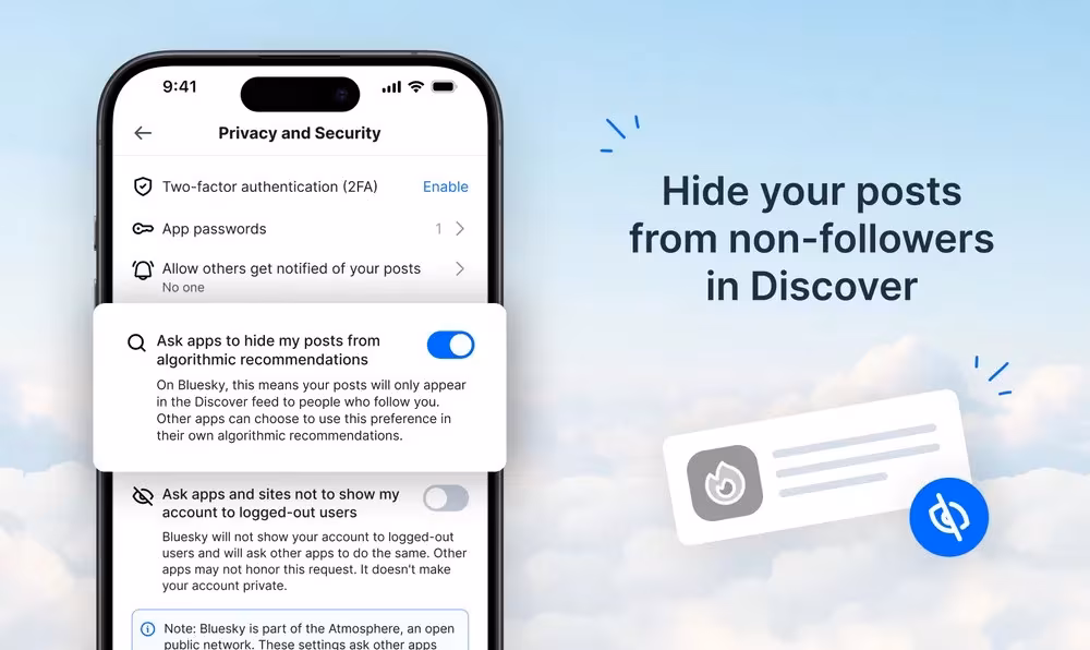 Bluesky добавила алгоритмический отказ от рекомендаций для постов в Discover