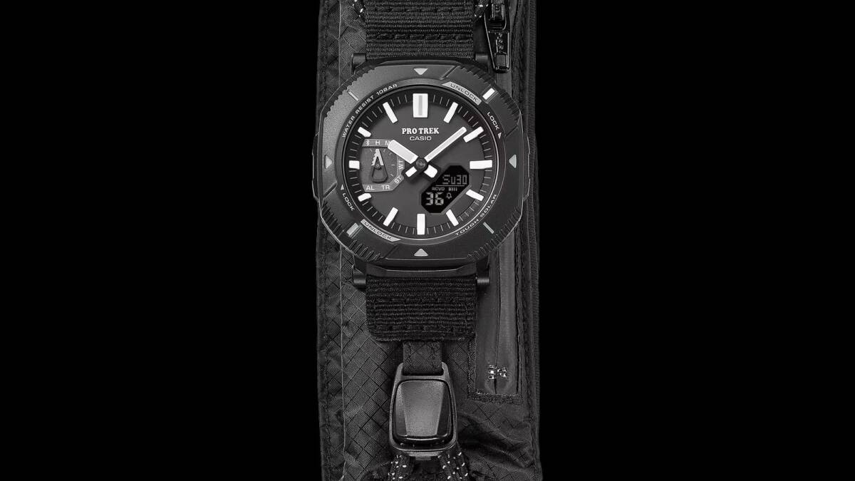 Casio сделала карман в ремешке новых часов Pro Trek PRJ-B001EX-1 6 часы Casio Pro Trek PRJ-B001EX-1 в черном ремешке