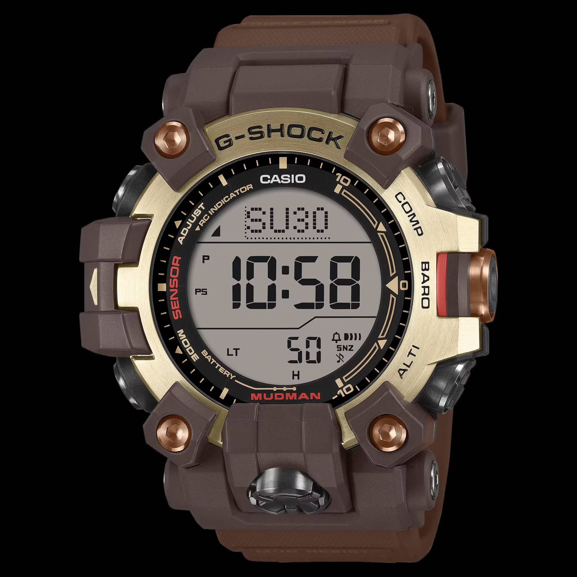 Часы G-Shock Mudman с коричневым корпусом и золотыми деталями
