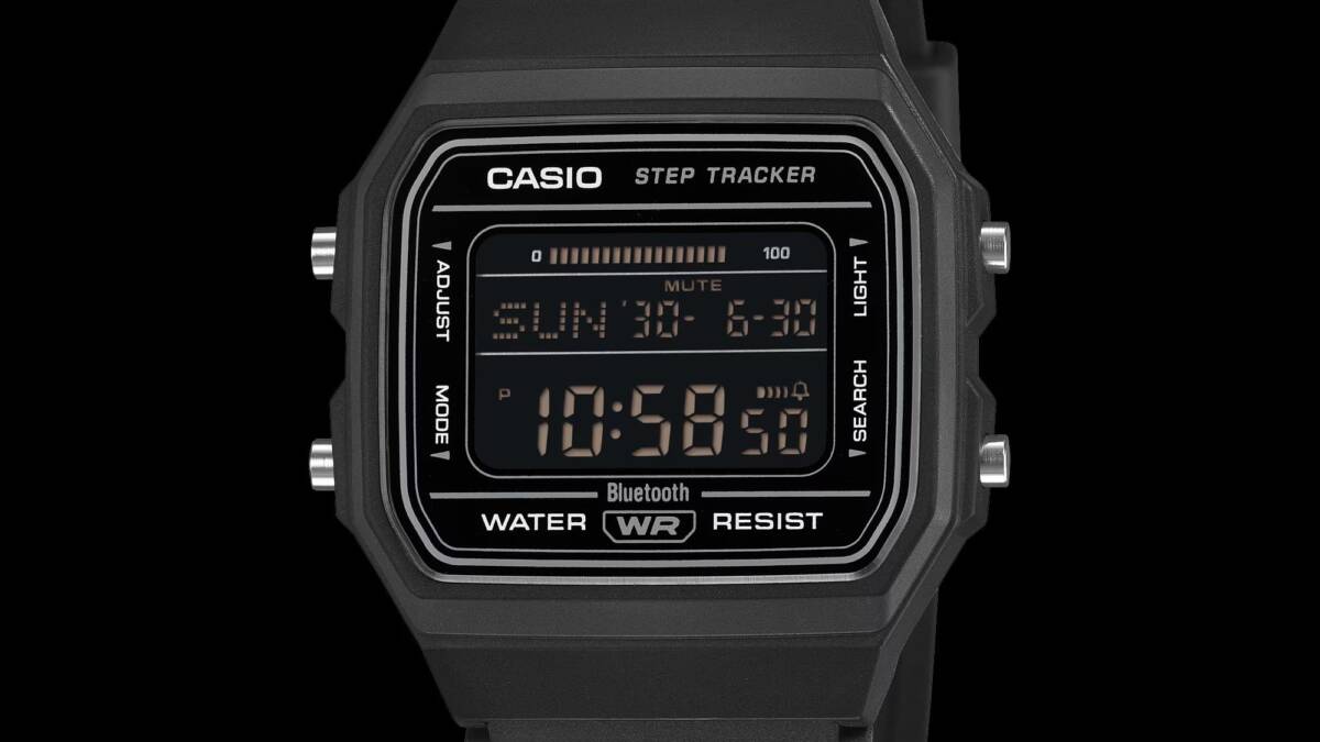 Casio выпустила три ретродигиталки F-B100W с шагомером и Bluetooth 5 Цифровые часы Casio STEP TRACKER с дисплеем