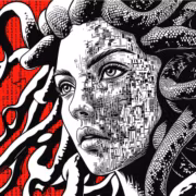 Иллюстрация медузы, человека и кода CISA Medusa ransomware