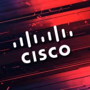 Логотип Cisco с красочным фоном и графическими линиями