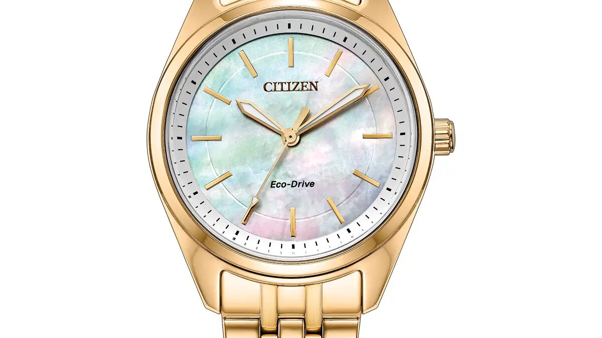 Золотые часы Citizen Eco-Drive Peyten с перламутровым циферблатом