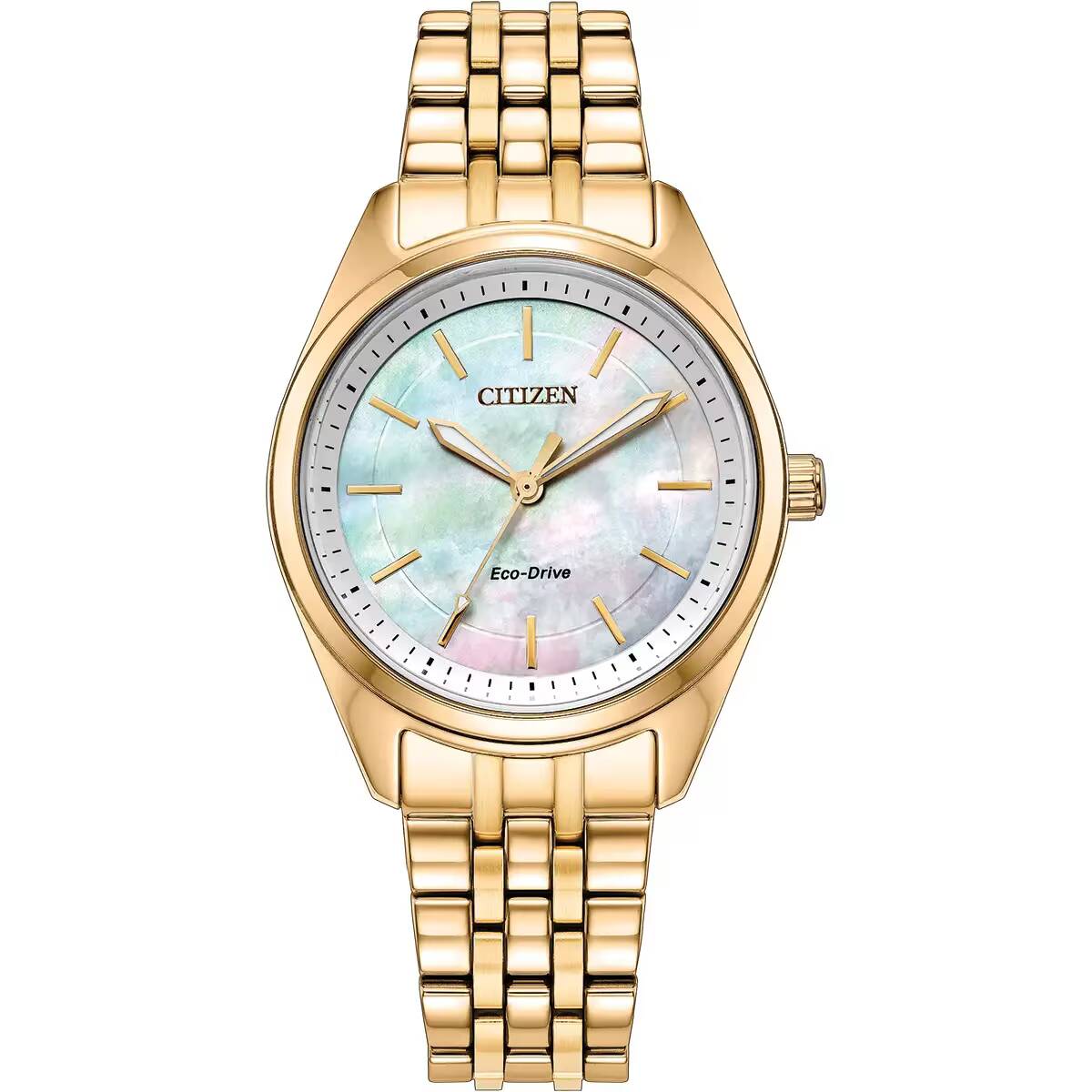 Citizen представила часы Eco-Drive Peyten в золотистом исполнении 1 Золотые часы Citizen Eco-Drive Peyten с перламутровым циферблатом