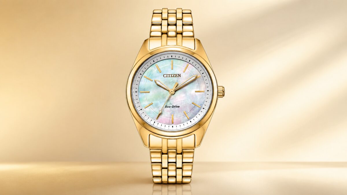 Золотые часы Citizen Eco-Drive Peyten на циферблате mother of pearl