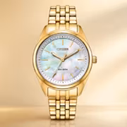 Золотые часы Citizen Eco-Drive Peyten на циферблате mother of pearl