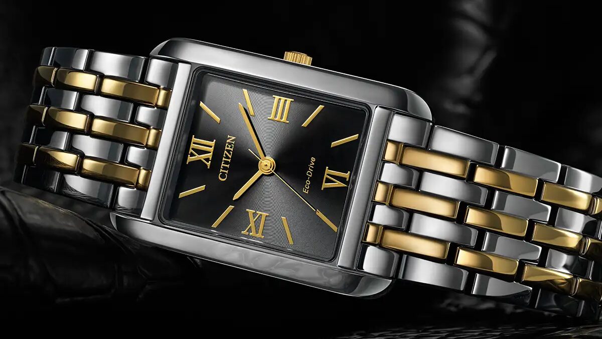 Кварцевые часы Citizen Eco-Drive прямоугольный корпус