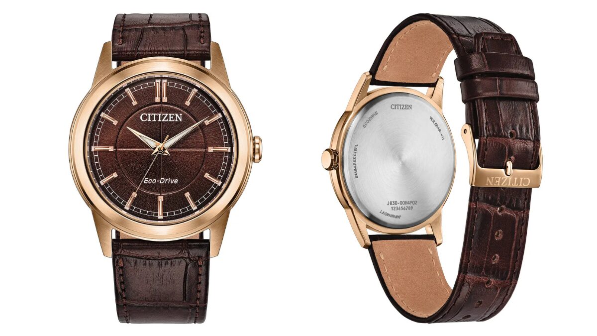 Citizen выпустила часы Eco-Drive Rolan с коричневым циферблатом и корпусом под розовое золото
