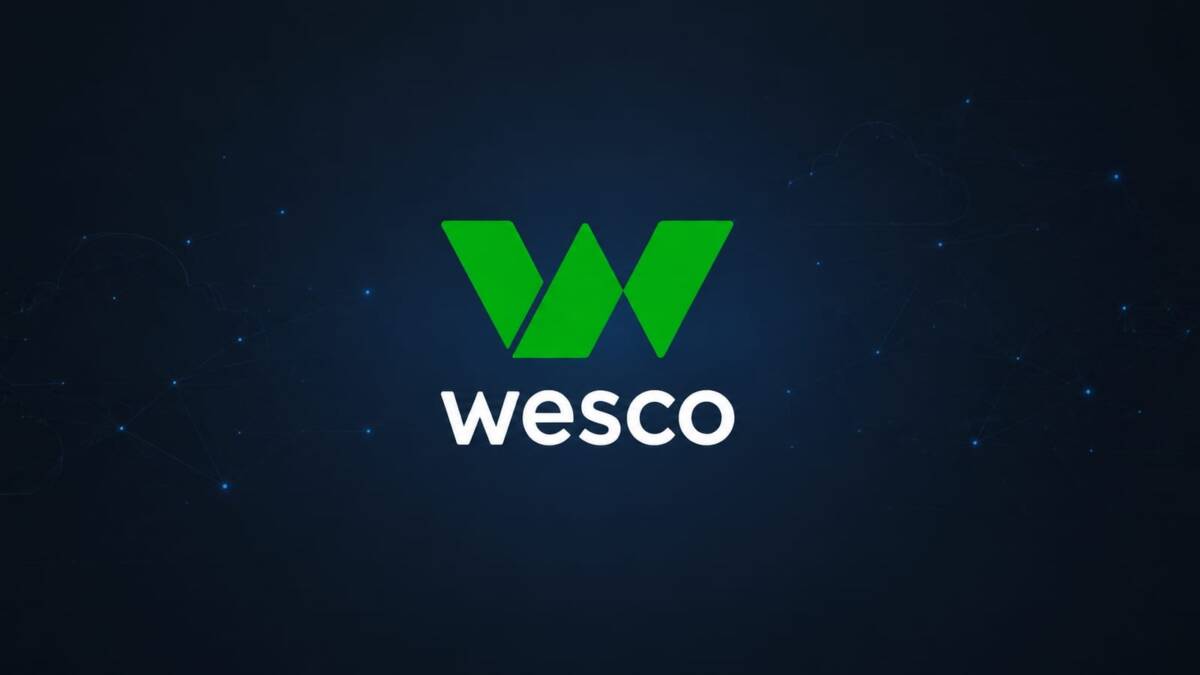 Логотип Wesco с зелёной буквой W и названием Wesco