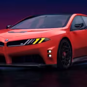 красный электромобиль BMW M3 со стильным дизайном
