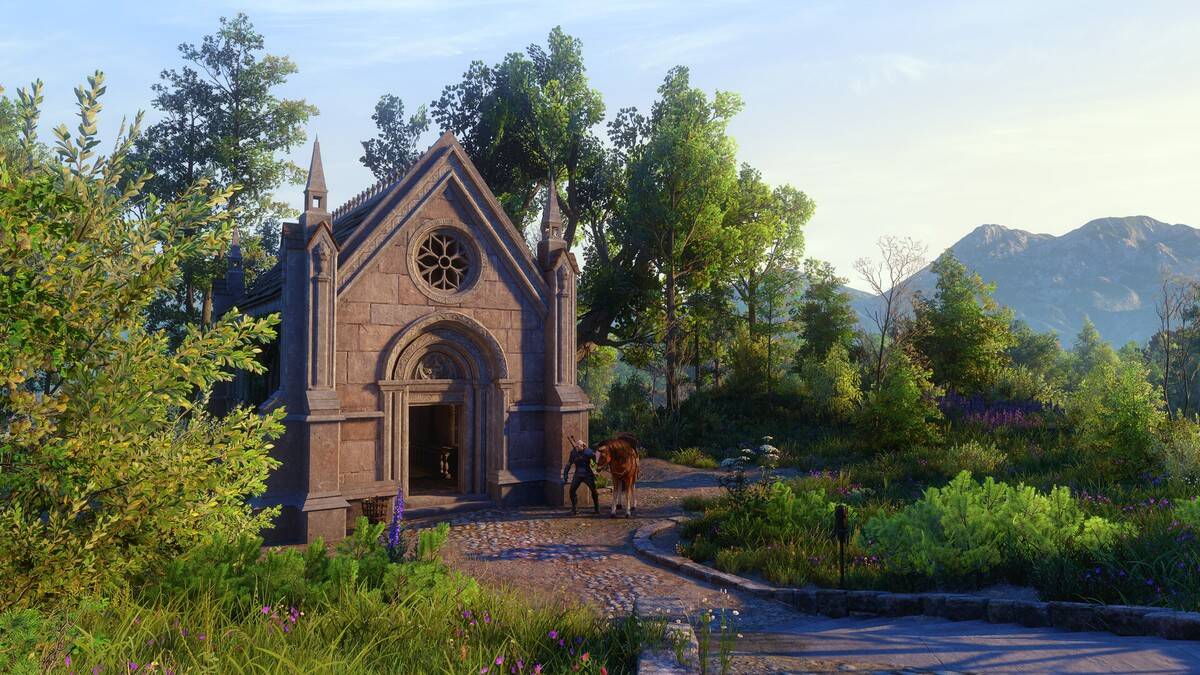 Gamescom 2026: 13 минут Songs of the Past и новый регион Леттен в The Witcher 3 2 Кельтский замок в лесу с деревьями горой