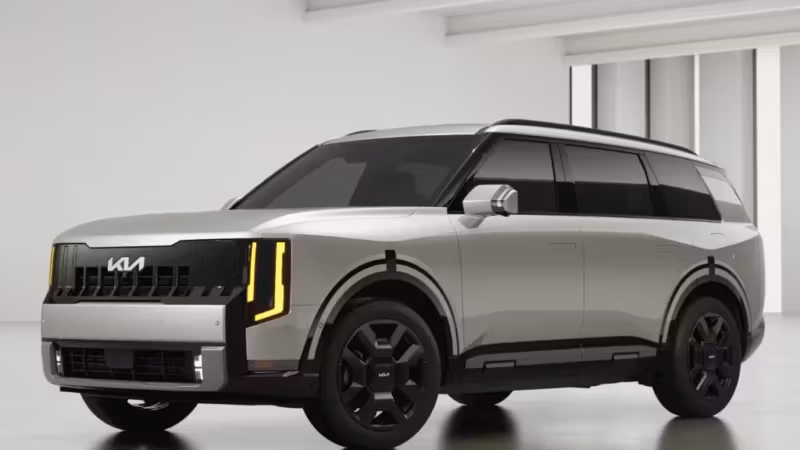 Электромобиль Kia EV9 в белом цвете электроавтомобиль KIA EV9