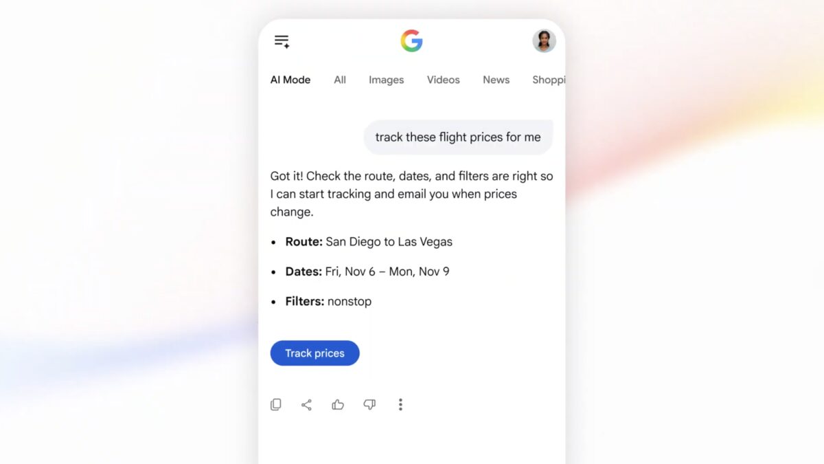 Google добавила в AI Mode отслеживание цен на авиабилеты и бронирование отелей 2 Мобильное приложение Google AI Mode для отслеживания цен на авиабилеты и бронирования отелей
