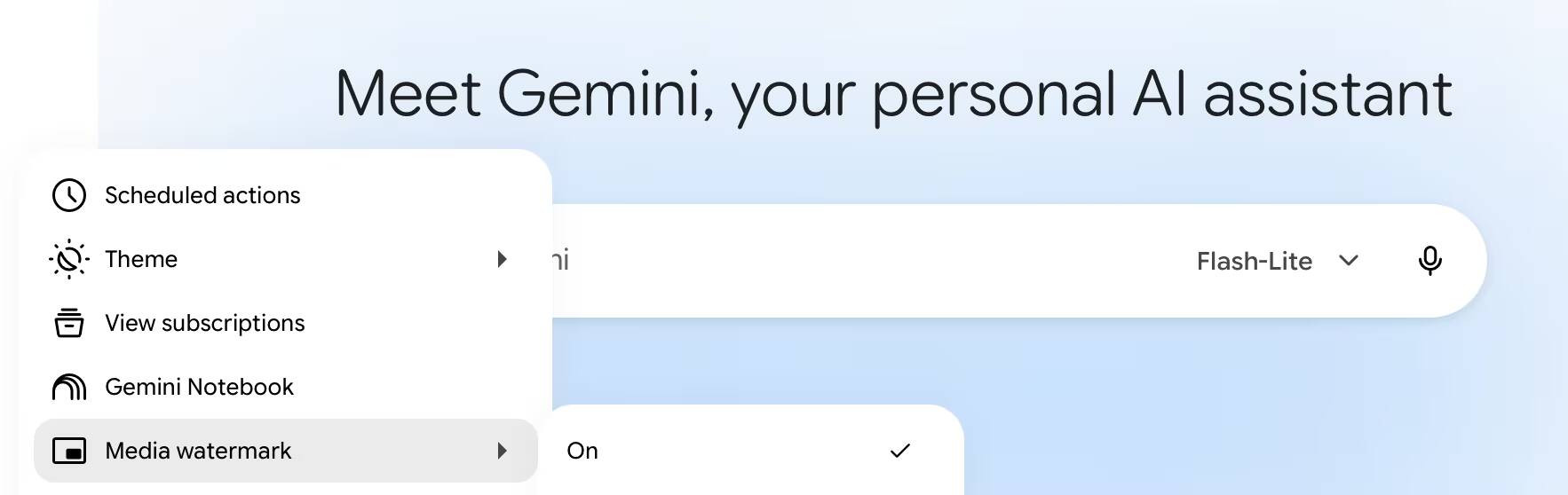 Настройки Watermark в Google Gemini на Chrome