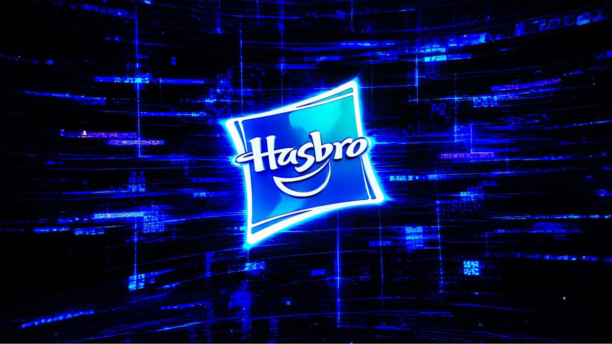 Логотип Hasbro светящийся на синем фоне