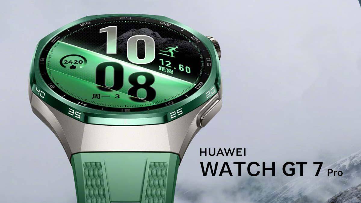 Умные часы Huawei Watch GT 7 Pro с зеленым ремешком и дисплеем
