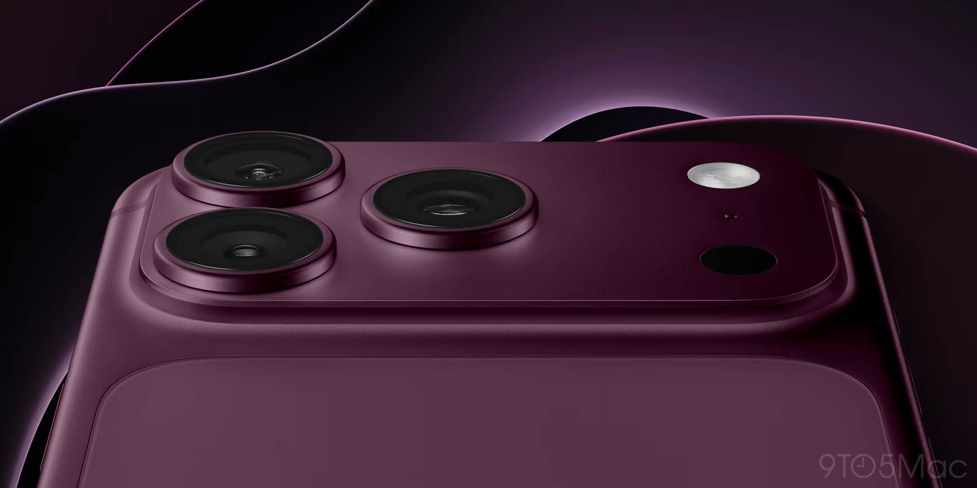 Задняя панель iPhone 18 Pro с тремя камерами и новым цветом Dark Cherry