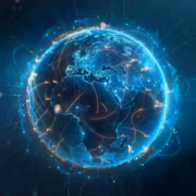 Глобус Земли с сетевыми соединениями IRIS² спутников
