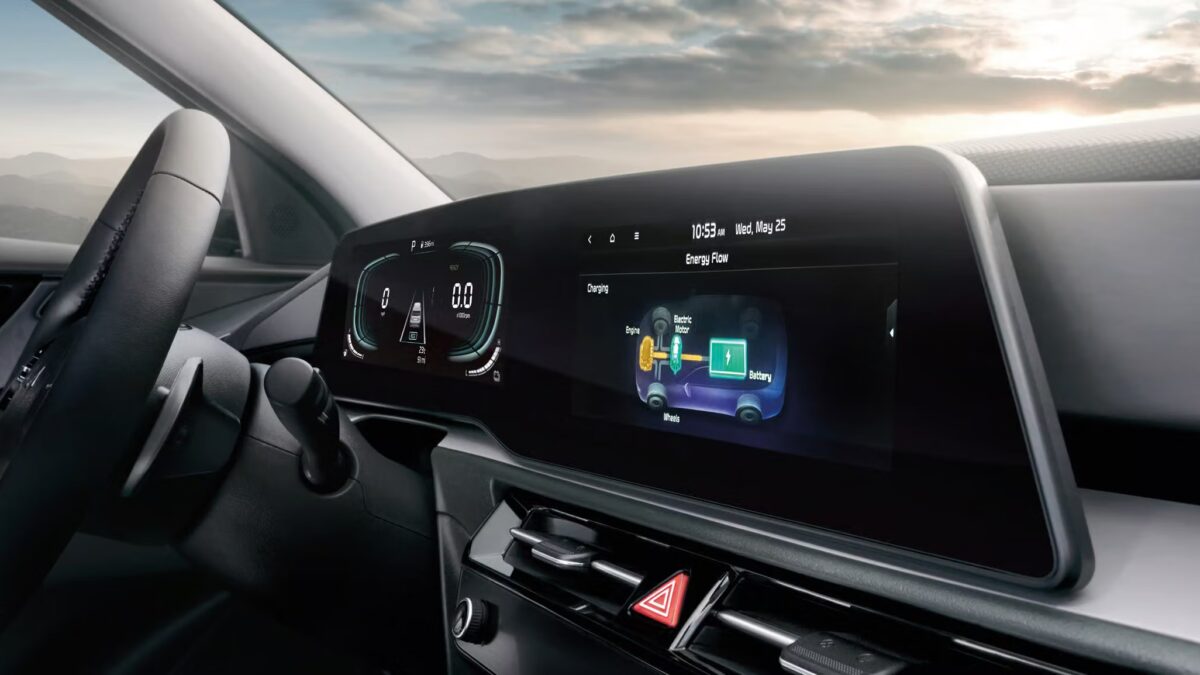 Центральный дисплей Kia Niro 2027 со схемой энергообмена
