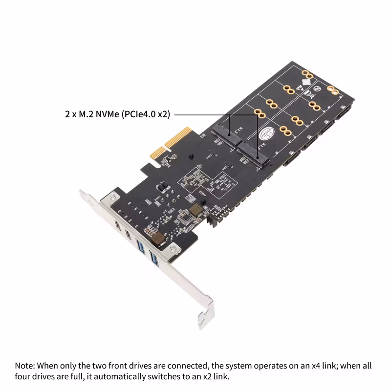 Китайцы превратили AMD B650 в плату с 4 M.2, 4 SATA и USB 20Gb 5 Карта расширения с разъёмами M.2 NVMe и слотами USB