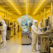 Lam Research вложит более $3 млрд в расширение лабораторий и ускорит R&D 1 Работники в чистых костюмах и масках у промышленного оборудования Lam Research