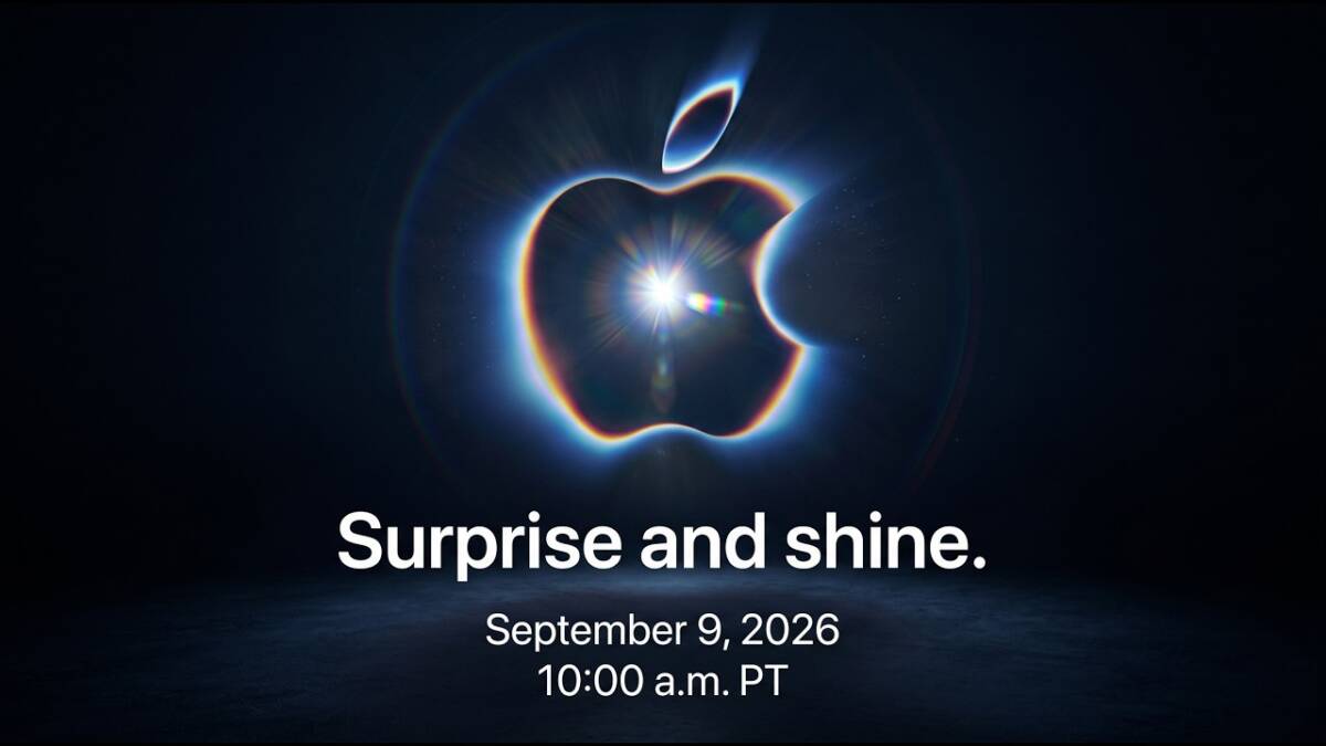 Объявление о презентации Apple 2026 с логотипом
