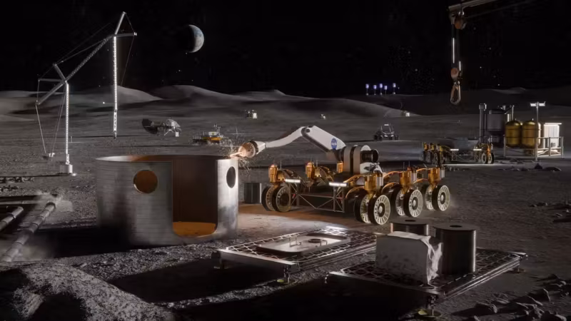 Лунный экскаватор NASA на поверхности Луны