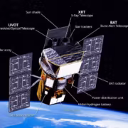 Спутник с солнечными панелями и различными приборами NASA