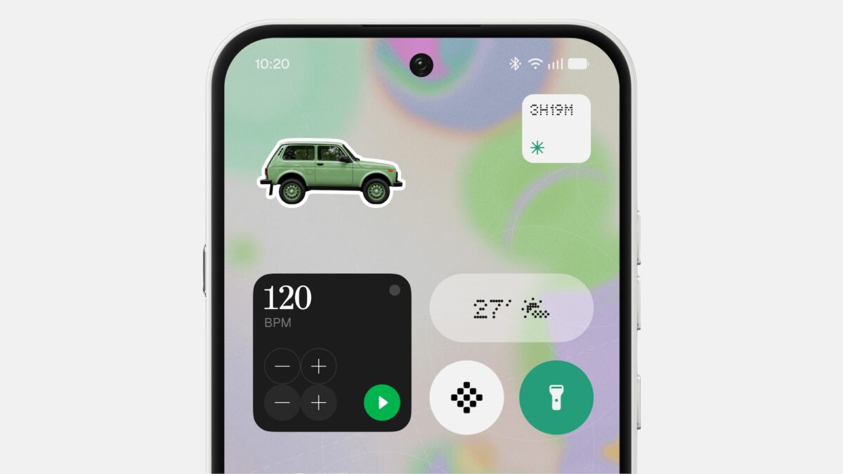 Часть экрана Nothing OS 5.0, иконка сообщения и сигнал Wi-Fi