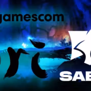 Логотипы игр Ori и Saber на фоне сцен из игр