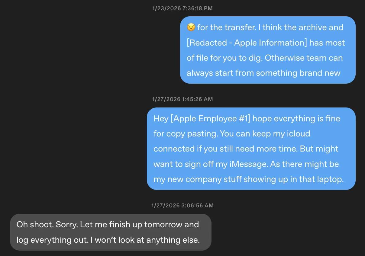 OpenAI публично троллит Apple из-за иска о краже секретов 1 Переписка в мессенджере о файле Apple Information и iMessage