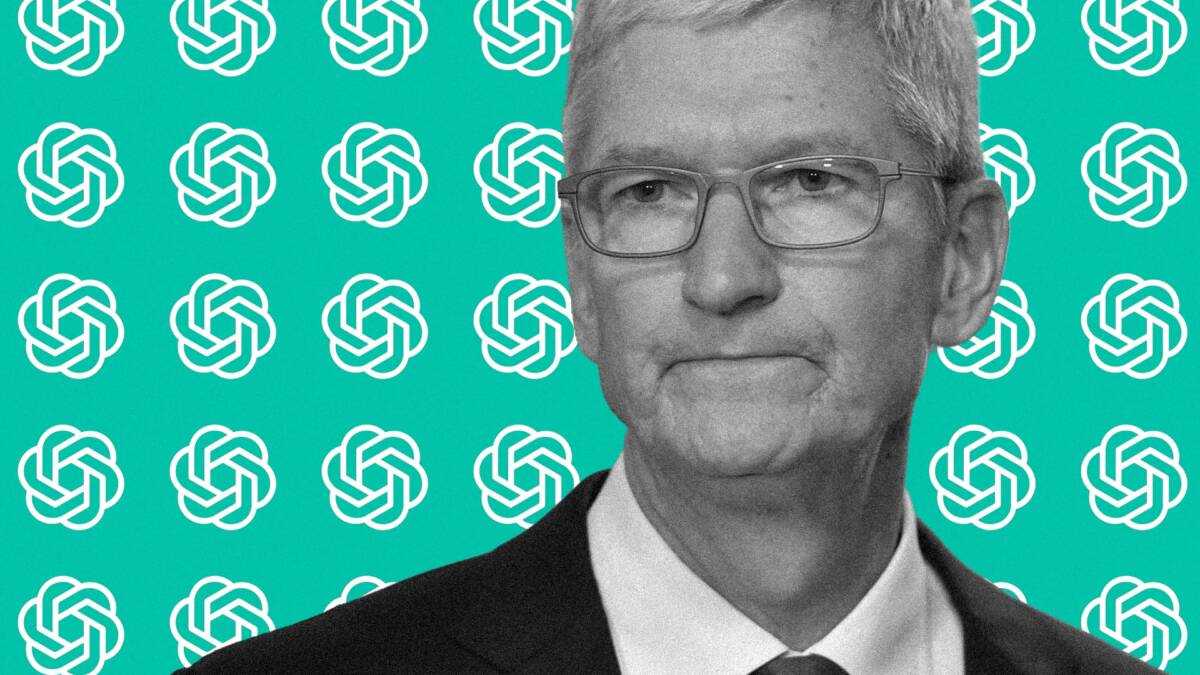 Человек в очках и костюме Apple и OpenAI