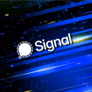 Логотип Signal и абстрактные световые линии фона