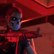 персонаж с маской Skull и оружием в руках в клубе GTA VI