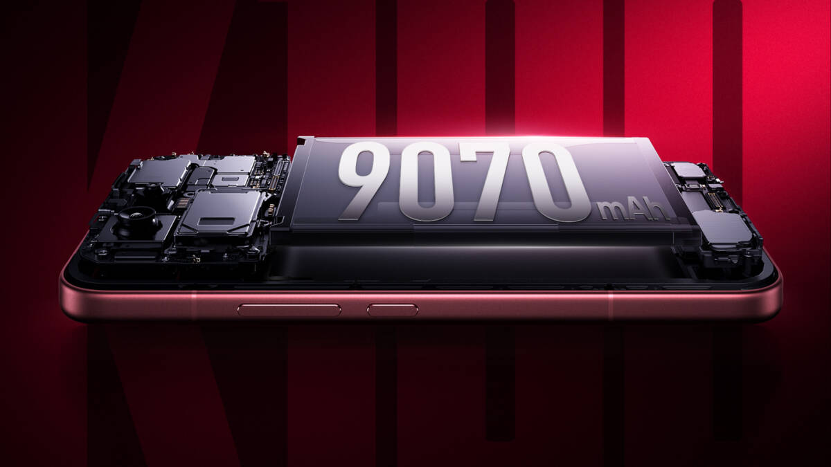 Рекламное изображение Redmi K100 Pro Max с экраном 9070 мА·ч