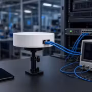 Лабораторное оборудование Wi-Fi 7 и смартфон в центре