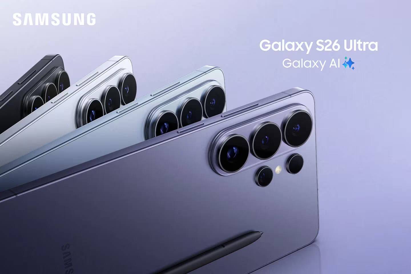 Лучшие смартфоны для покупки в 2026 году 3 Четыре цвета Samsung Galaxy S26 Ultra с четырьмя камерами