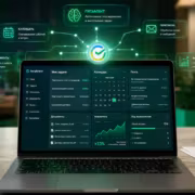 Рабочий стол с ноутбуком смартфоном и документами в офисе ГигаАгент