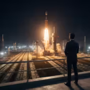 SpaceX потеряла 46% после IPO, а состояние Маска снизилось на $600 млн 2 Человек в костюме наблюдает за запуском ракеты SpaceX