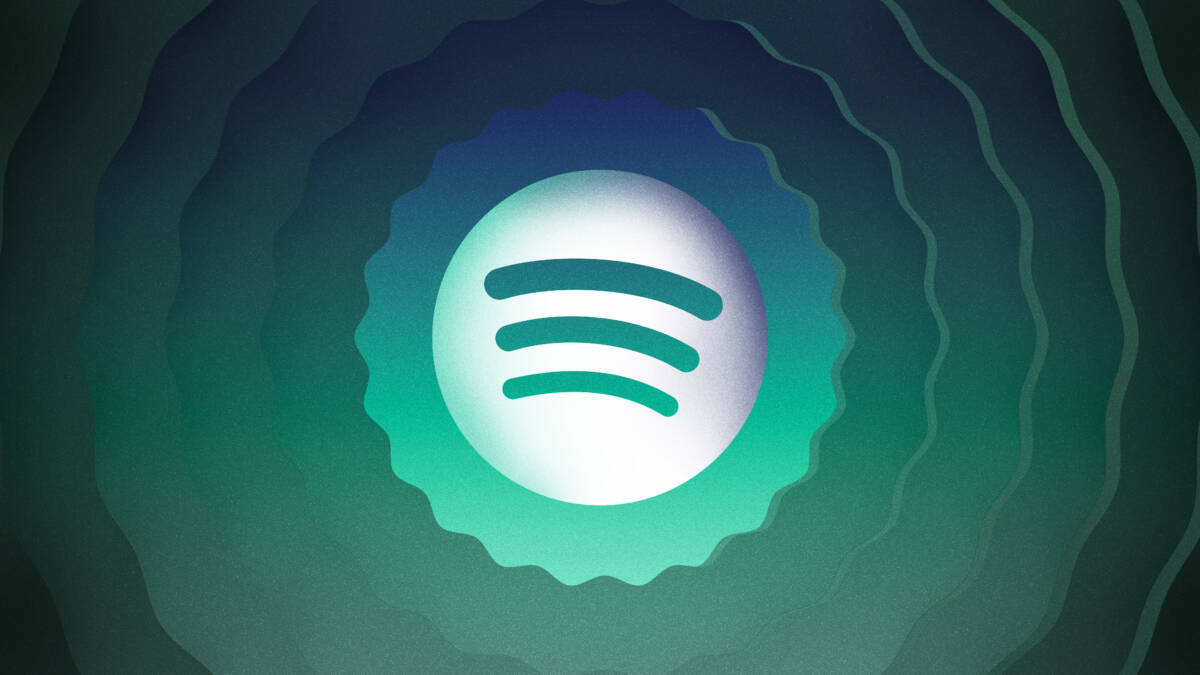 логотип Spotify с волнами и стилизованная фигура