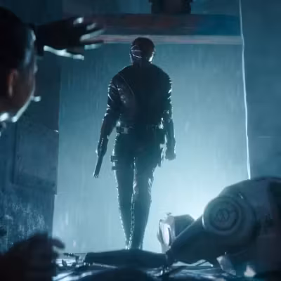 Киберпанк стильная фигура с оружием Last Sentinel