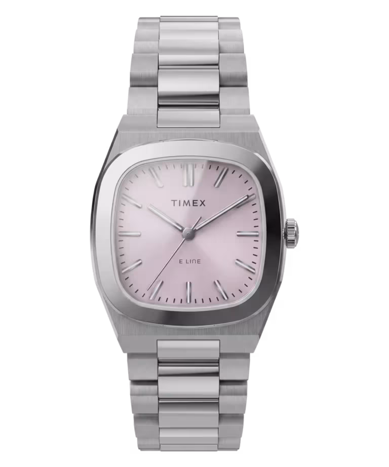 Timex выпустила новые часы Quartz E Line с 30-мм корпусом и циферблатом sunray 3 Часы Timex Quartz E Line с квадратным корпусом и стальным браслетом
